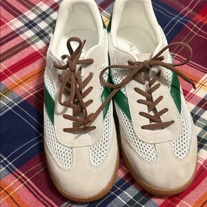 Stylish White and Green Sneakers